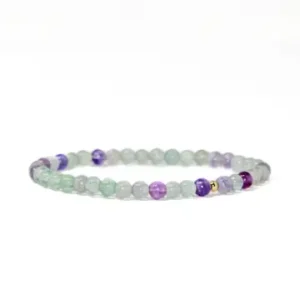 Fluorite Crystal Energy Bracelet w/ Gold Bead