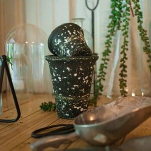 Forest Green Speckled Pot - Medium